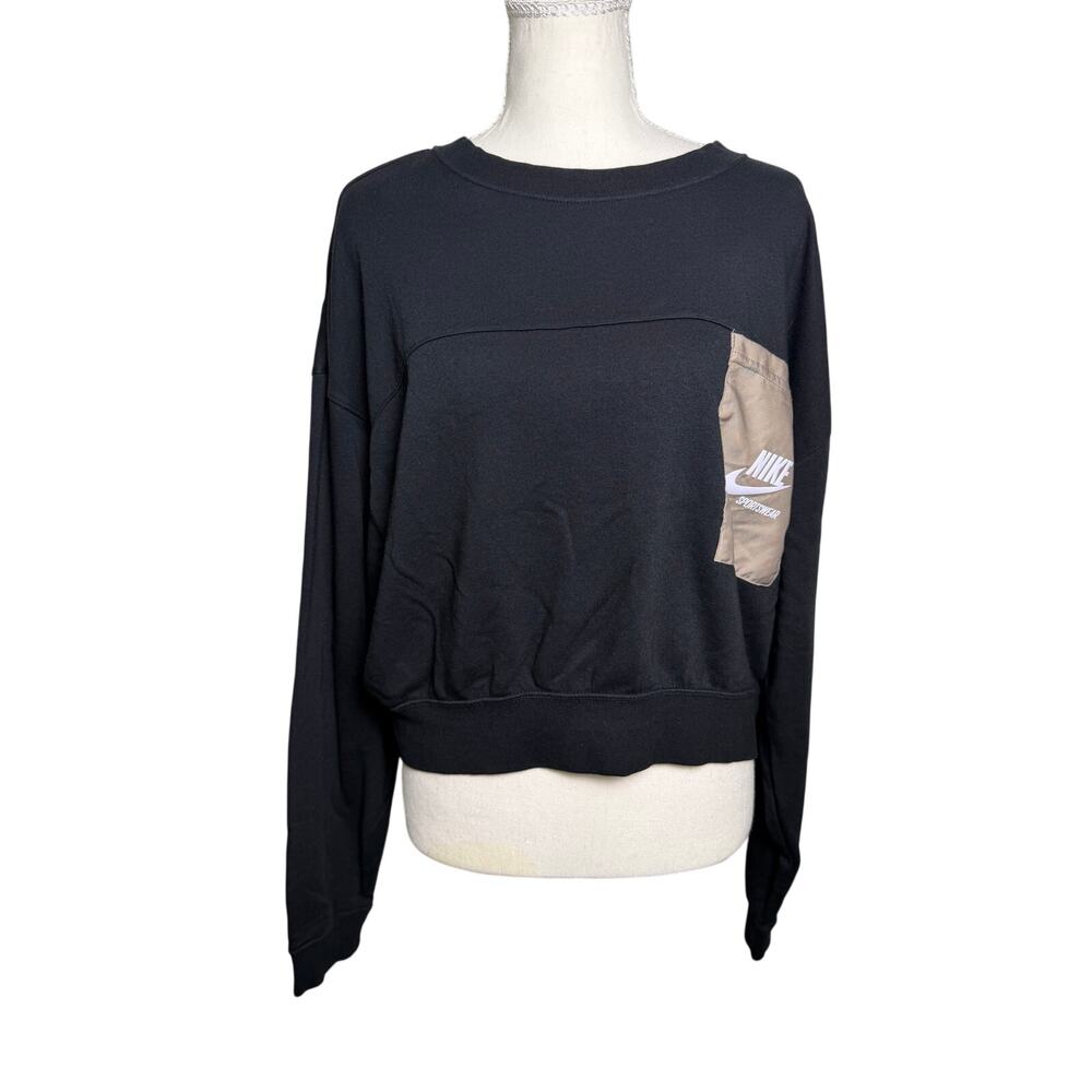 Nike Sportswear Black Crewneck Sweatshirt Contrast Pocket Women’s L